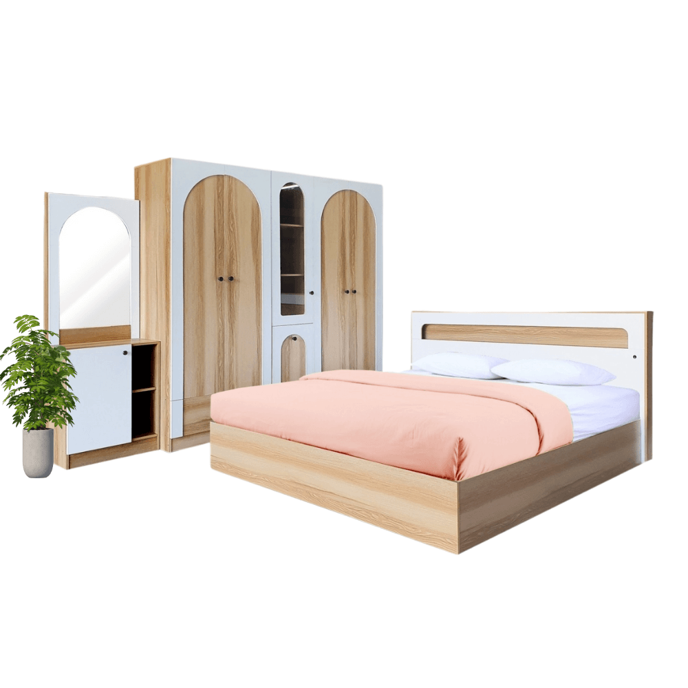 ชุดห้องนอน + ที่นอน PVC 6 ฟุต WISDOM DESIGN FURNITURE รุ่น ARISTA 9 สี แอช/ขาว_5